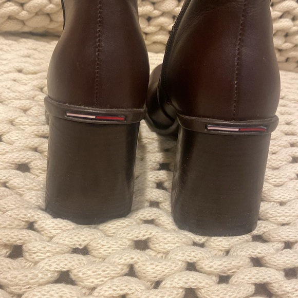 90s Vintage Tommy Hilfiger Leather Chunky Brown Boot size 5.5 - Picture 7 of 9